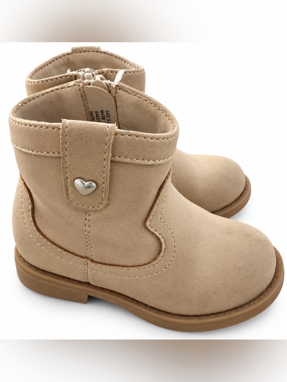 GAP Toddler Girls Tan Western Ankle Boots Heart Detail Size 6